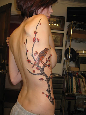 Tree and Bird Tattoo, Rib Tattoo Sexy Girls