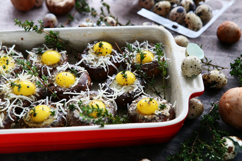 Stuffed Mushrooms with Quail Eggs