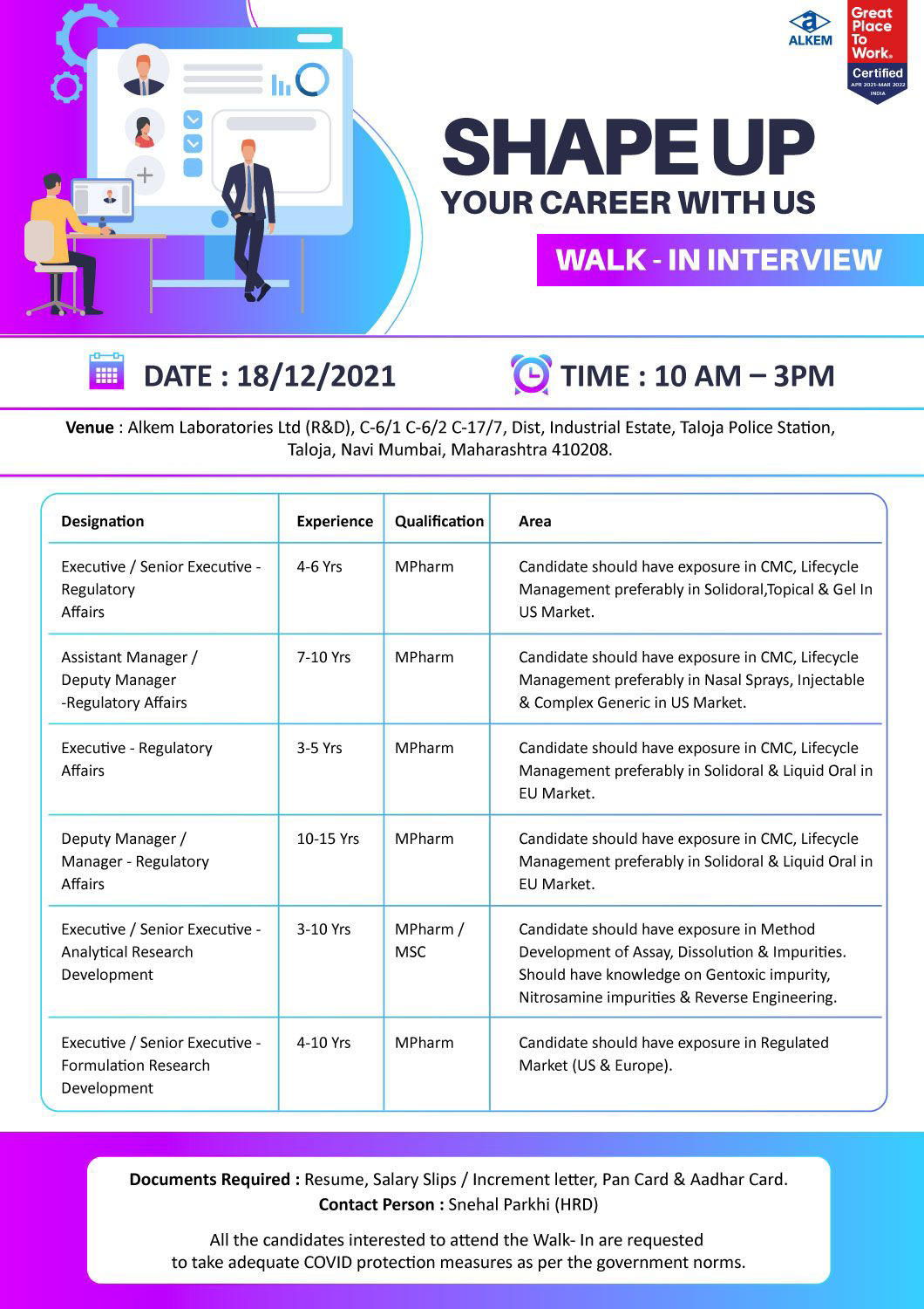 Job Availables,Alkem Laboratories Limited Walk-In-Interview For M.Pharm/ MSc