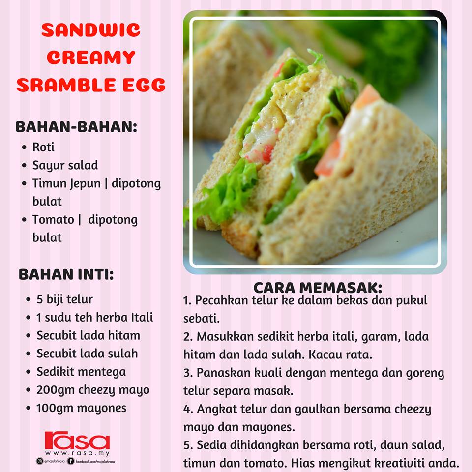 Koleksi Resepi Sandwich Yang Sesuai Dijadikan Sarapan