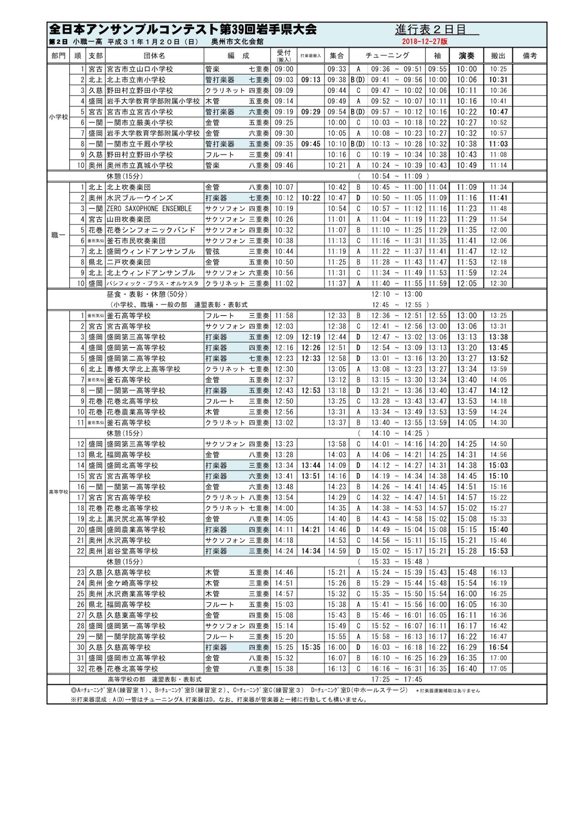 岩手県吹奏楽連盟 全日本アンサンブルコンテスト第39回岩手県大会