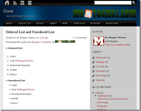 Corst Blogger Template