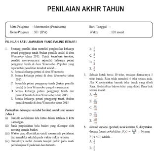 Soal Pat Matematika Peminatan Kelas 11 Dan Jawabannya