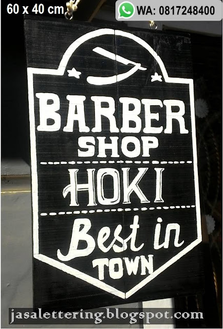 hiasan barbershop, hiasan dinding, jasa desain cafe, jasa hand lettering, jasa lettering dinding, jasa lukis dinding, menerima pemesanan desain, papan nama Lettering barbershop, souvenir pernikahan, papan nama toko