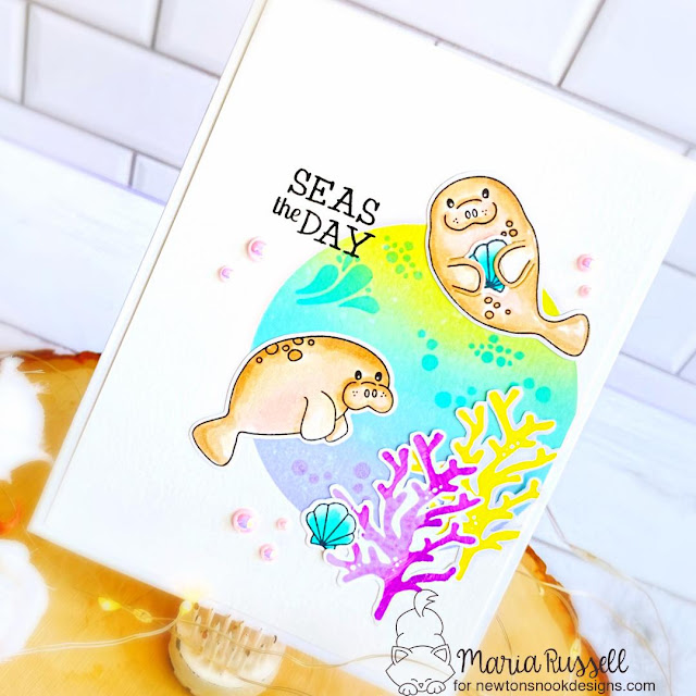 SEAS the Day Card by Maria Russell | Manatee-rific Stamp Set and Tranquil Tides Stamp Set by Newton's Nook Designs #newtonsnook #handmade