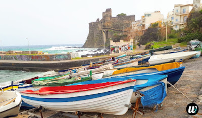 fishing boats in harbor & Norman Castle, Aci Castello | Sicily, Italy | wayamaya