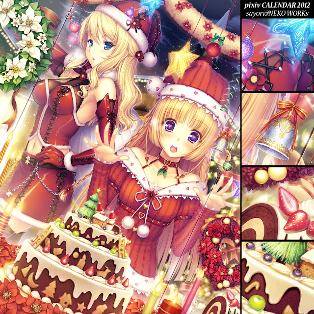 cute christmas, anime christmas, anime girls