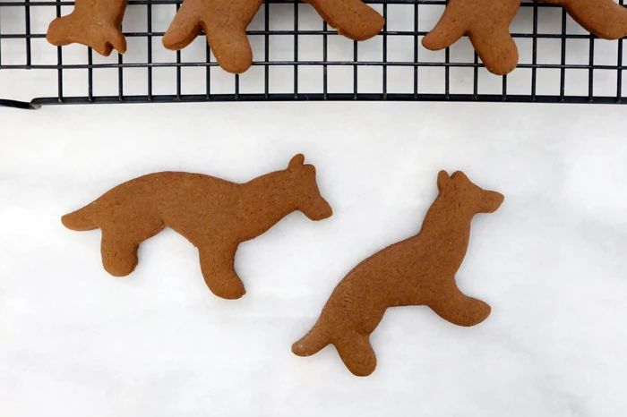 German Shepherd shaped gingerbread cookies