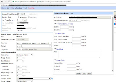 p-care bpjs kesehatan entri lab