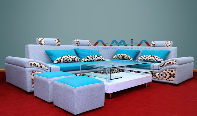 Hình ảnh cho mẫu sofa nỉ giá rẻ tại Hà Nội với thiết kế họa tiết hoa văn trang trí đẹp mắt