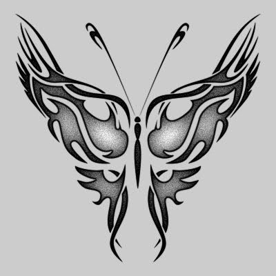 Swallow bird tattoo and butterfly tribal tattoo. Animal tattoo design