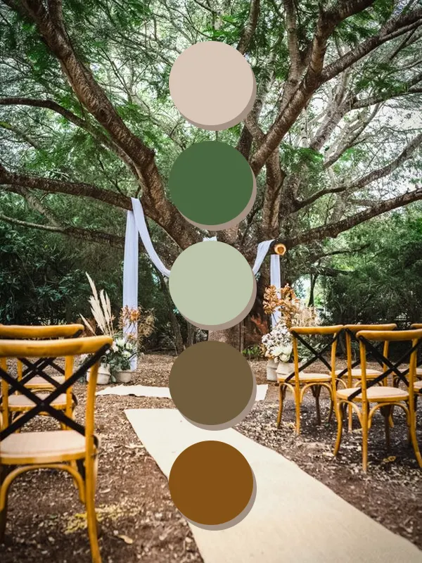 green and brown color palette for forest wedding