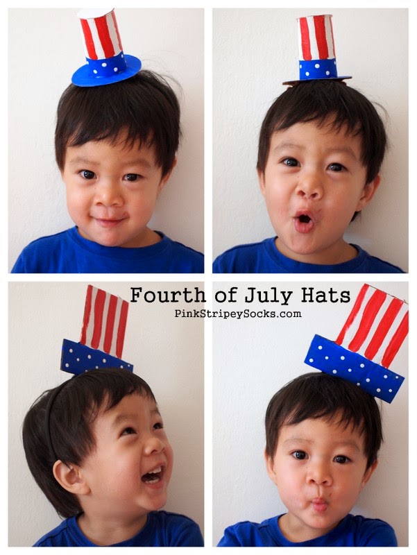 Make 2 cardboard Fourth of July Hats with the kids! 