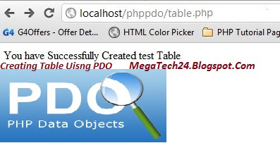 PHP Database Table Creation using PDO