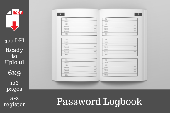 Password Logbook 6x9 Inches 106 Pages