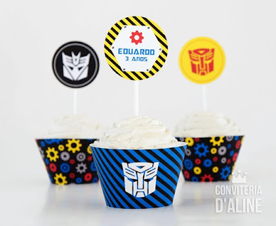 festa transformers wrapper topper decoracao