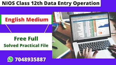 NIOS Class 12th Data Entry Operation (336) Solved Practical File English Medium 2022-23