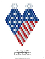 Free Brick Stitch Beaded Patriotic Pendant Pattern.