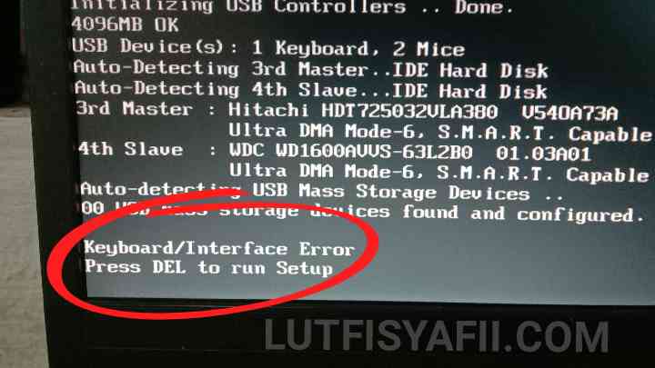 Keyboard/Interface Error Press DEL to run Setup