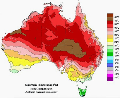 Australia's hottest ever October Day - the weather map