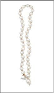 Freshwater Pearls on knotted 'dirty' leather classic style necklace