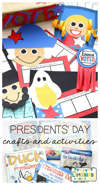 This Presidents’ Day unit is pack full of Presidents’ Day activities to engage your students in their learning about our two most famous presidents.  The Presidents’ Day crafts are sure to be a hit with your class!  The pack has a focus on identifying key ideas and details in the text, as well as work on persuading others’ to vote for your candidate for your very own classroom election.  It’s perfect for a one week study for grades kindergarten through second.  Presidents Day craft | art |education 