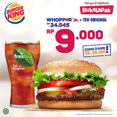 #BurgerKing - #Promo Voucher Whopper Jr Cuma 9Ribu di Bukalapak (HARI TERAKHIR)