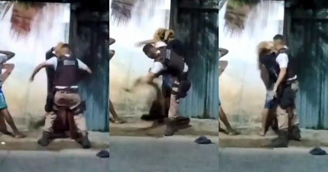 Vídeo; Policial agride jovem em Salvador e diz: 'Você para mim é ladrão, olha esse cabelo'.