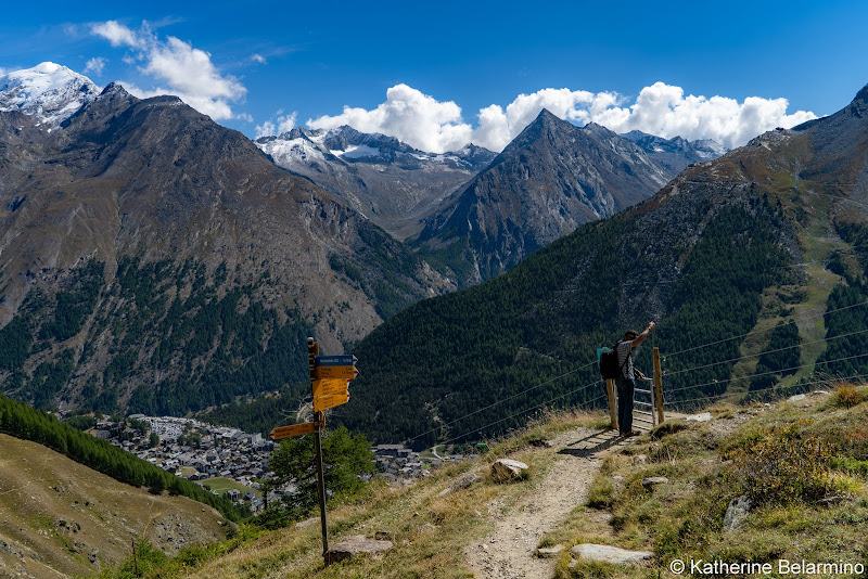 Gemsweg Trail Signs and Gate Things to Do in Saas-Fee Switzerland in Summer