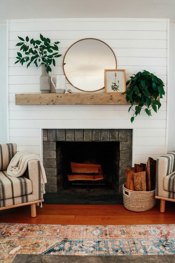 Shiplap Fireplace and DIY Mantle