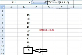 COUNT() function in Microsoft Excel