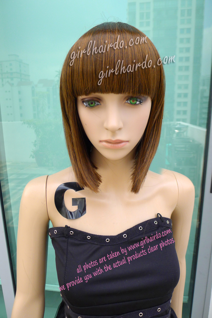 BOB WIG 275 REBONDED STRAIGHT SLOPE BOB WITH BANGS SLEEK LOOK  GIRLHAIRDO.COM Singapore Hair 