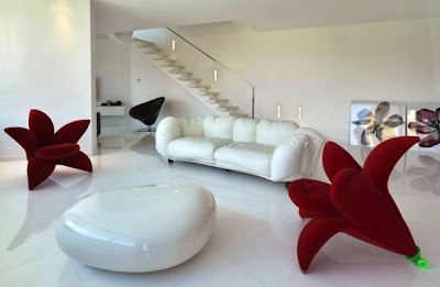 Home Design Living Room on Home Interior Design Living Room Furniture Seating Chairs Red White