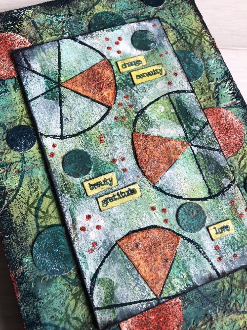 Abstract with PaperArtsy Fresco Acrylics, Everything Art stamps and Seth Apter Baked Texture Embossing Powder