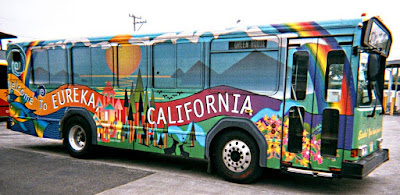 A Rainbow Painted City Bus in Eureka