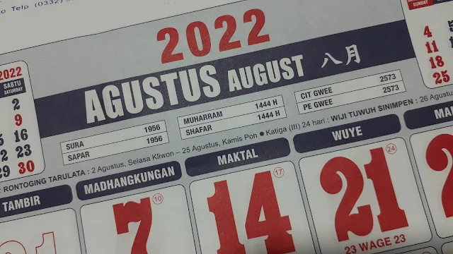 Kalender Agustus 2022 Lengkap dengan Tanggal Merah dan Keterangannya