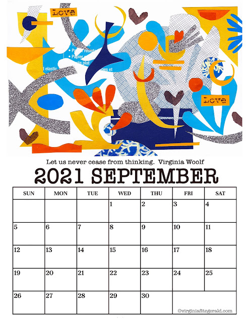 september calendar, virginiacreates, collage, printable calendar, personal use,