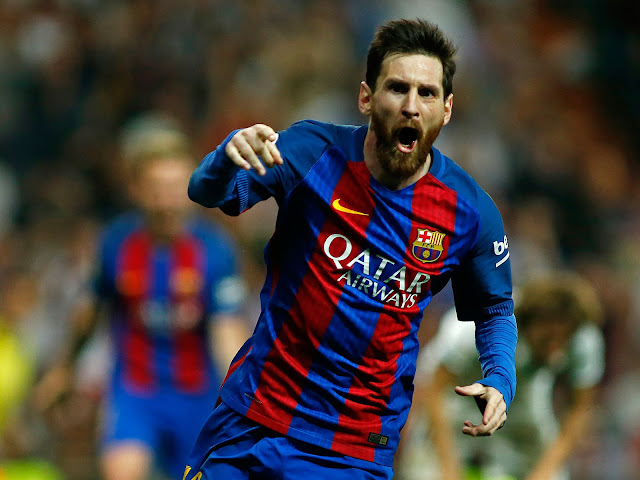 Lionel Messi Celebrates Goal with Fist Pump