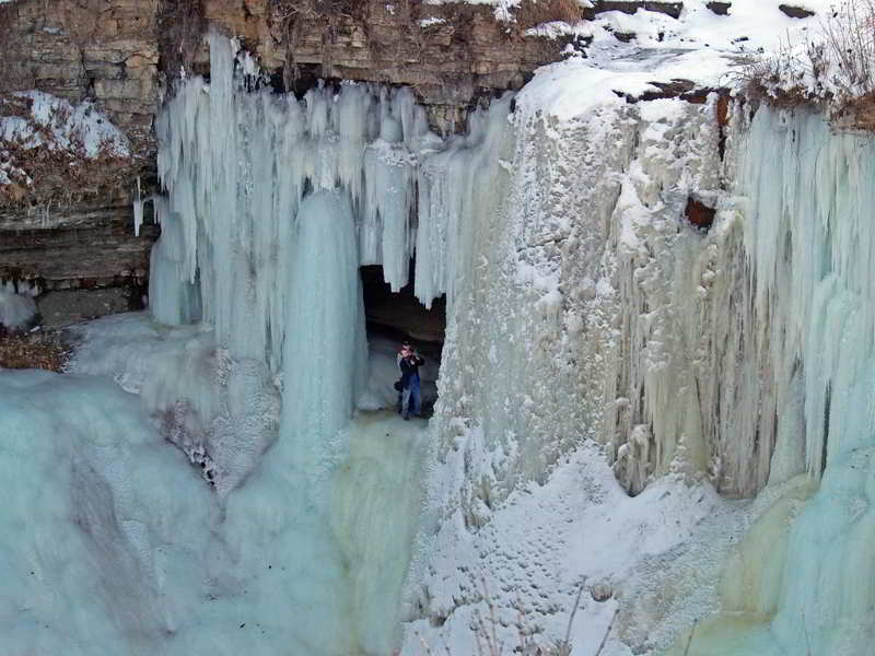 Behind a frozen fall