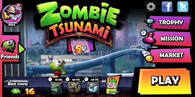 لعبة Zombie Tsunami | لعبة الزومبي الجائع ومغامرات في المدينة الكبيرة