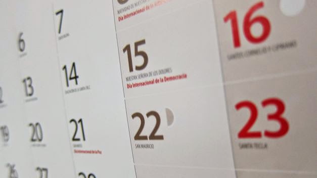 Calendario de días feriados, puentes calendario, días festivos en Argentina 2015