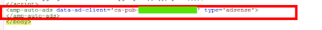 amp ad code in body tag