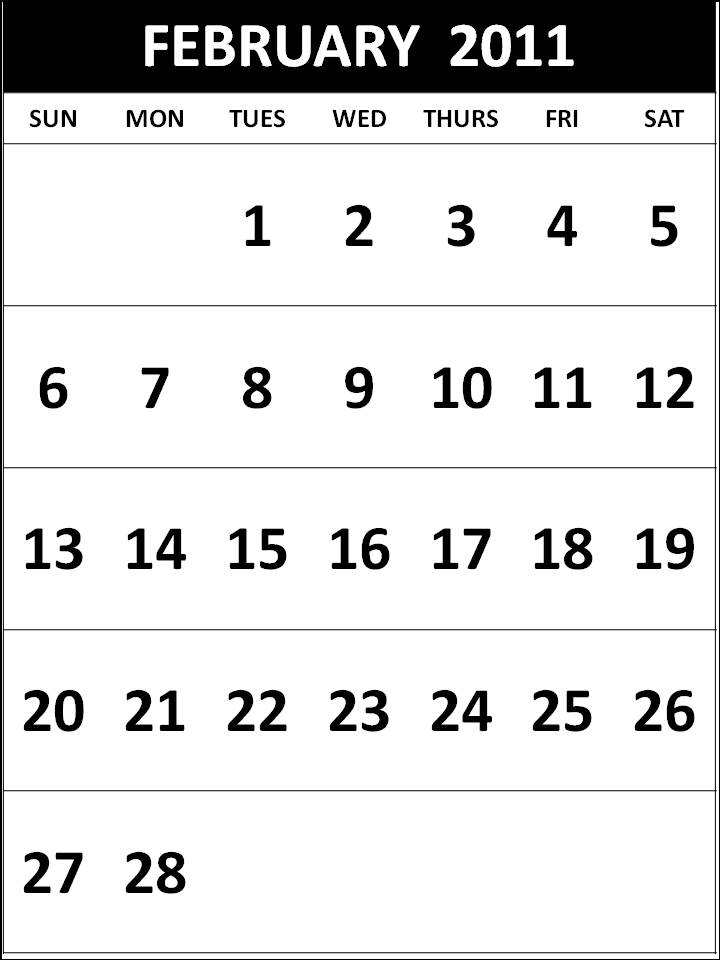 monthly calendar printable 2011. Free Homemade Calendar 2011