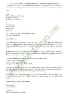 request letter to bank for increase credit card limit