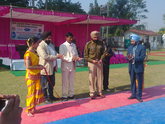 Master Er. Satpal Singh Rehal at 15th Punjab State Taekwondo C'ship, during  Inauguration by Chief Guest S. Inder Mohan Singh, SSP District SAS Nagar, Mohali, Championship, Golden Bells Public School, Chandigarh, India, Grand Master Er. Satpal Singh Rehal, with Lt. Col. CS Bawa, Kanwaljit Singh walia, Vishnu Sharma, Ribben Cuttting, Martial Arts, Mix, Self-defence, Karate, Fitness, Clubs, Academy, Association, Federation, National, Training, Classes, World, Kot Maira, Garhshankar, Hoshiarpur, Master Er. Satpal Singh Rehal Musician, Martial Art, Taekwondo, Artist, #Singer, Classical, Raga, Raag, Thaat, Swar Shruti Taal, Rhythm, Punjabi, hindi, Music, #Mohalisingers #ChandigarhSingers #IndianSingers #BollywoodSingers #Bollywood, Pollywood, Lollywood, #IndianTalent #Mohali #Chandigarh #punjab #india #Indian #Singers #Punjabi #Hindi #Urdu #Mumbai Light Training Classes School Academy Association Guru