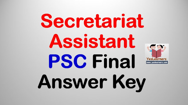 Secretariat Assistant 2018 - PSC Final Answer Key