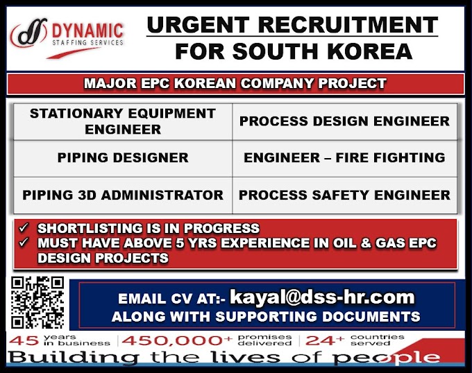 Urgent Recruitment for EPC Company in South Korea
