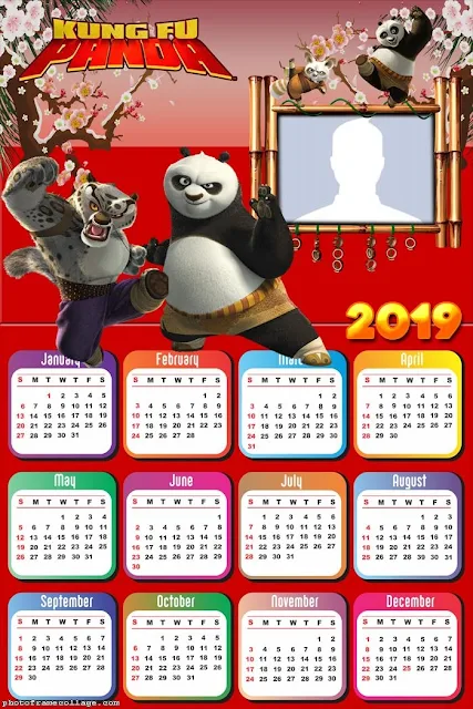 Calendario 2019 de Kung Fu Panda para Imprimir Gratis.