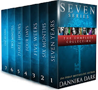 Seven Series Complete Collection depics all seven books lined up. Cover image is blue with a white silhouette of a tree of life symbol and key combined. Banner across the middle shows a small thumbnail of each individual book cover.