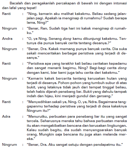 Membaca Teks Percakapan dengan Lafal dan Intonasi yang Tepat